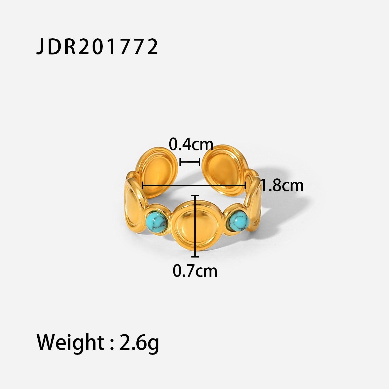 Wholesale Retro Titanium Steel Open Gemstone Ring