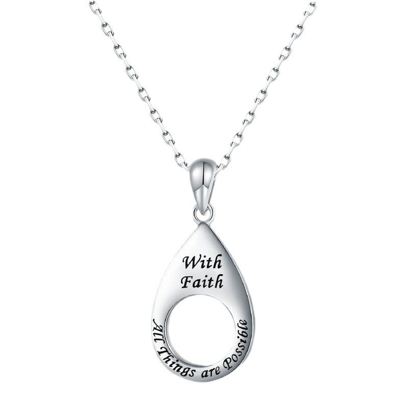 Wholesale drop-shaped cross teardrop mustard seed stainless steel necklace