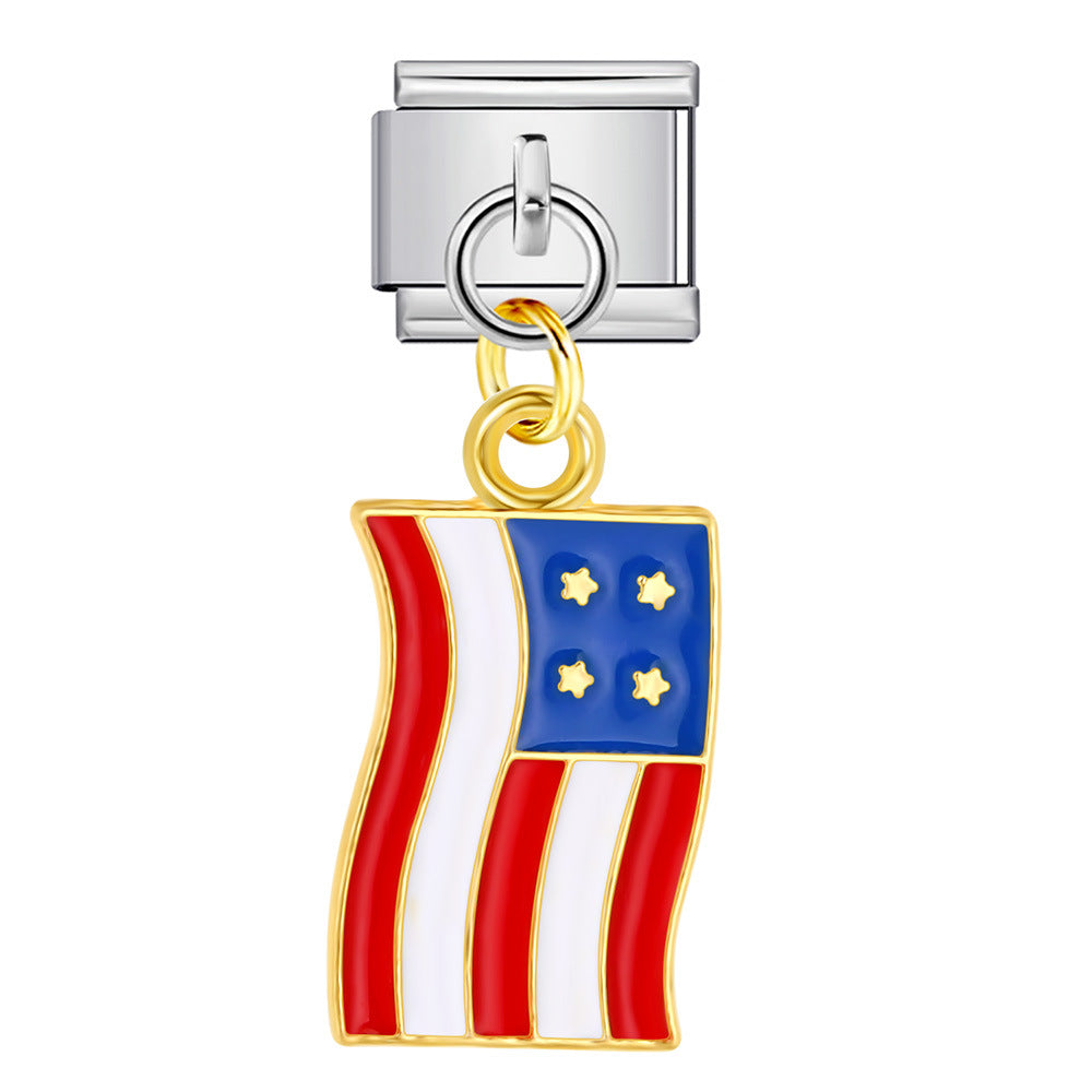 Wholesale Italian Charm Bracelet 9mm DIY Independence Day   Creative Stainless Steel Composable Bracelet
