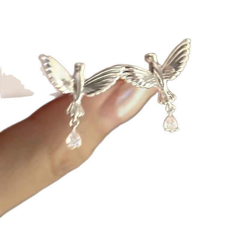Wholesale  retro metal bird zircon earrings