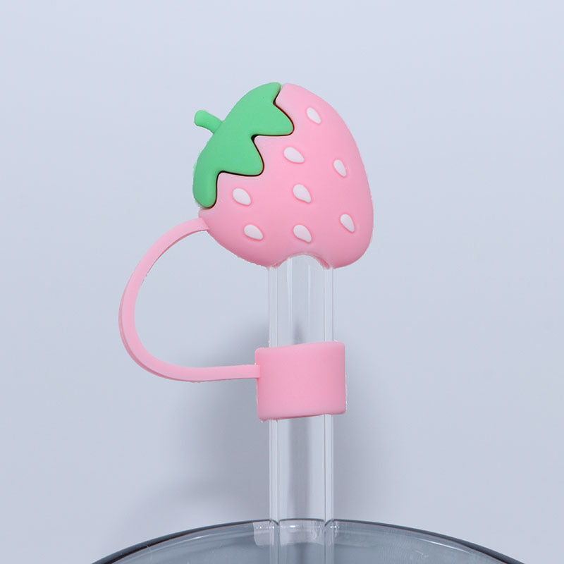 Wholesale 10mm Strawberry PVC Soft Straw Tube Cap
