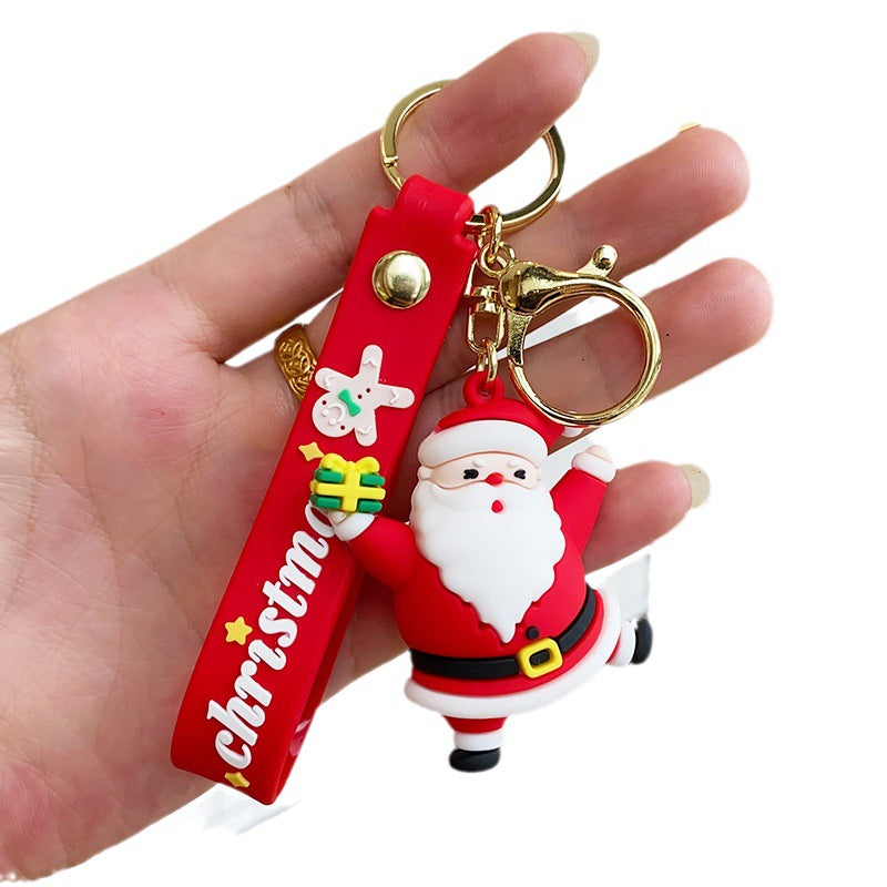 Wholesale Christmas Cartoon PVC Soft Santa Claus Christmas Tree Keychain Cute Keychain ACC-KC-ErLu017