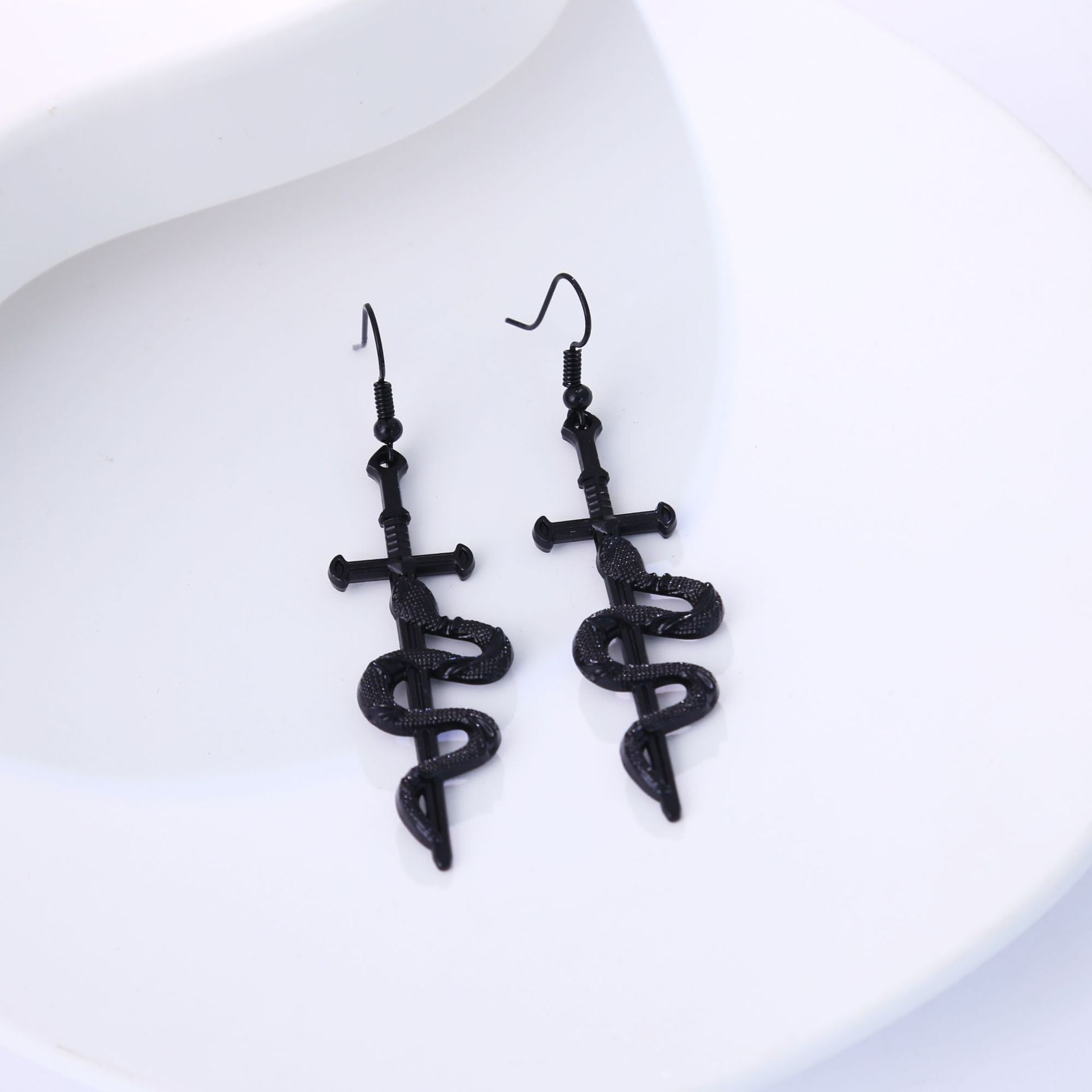 Wholesale Vintage Snake Cross Earrings Exaggerated Design Fashion Jewelry Accessory For Party Gift