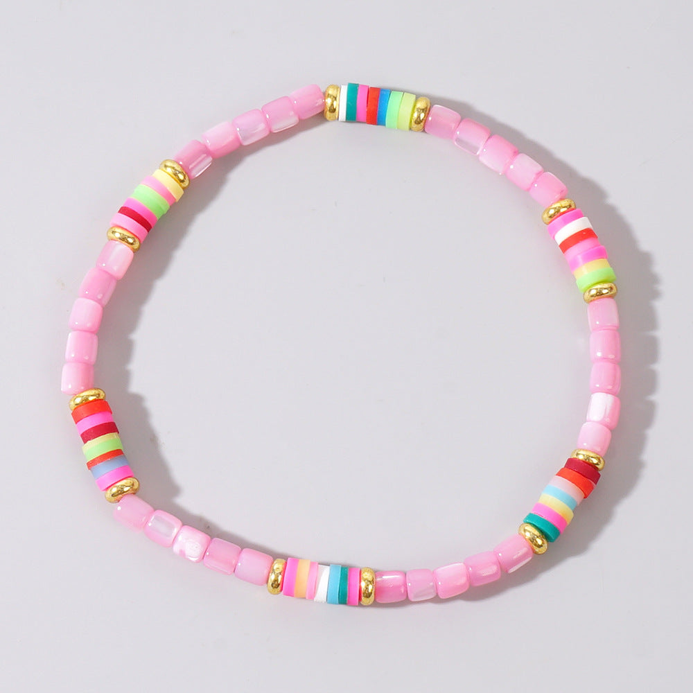 Bracelet de perle cylindrique perle coloré de glace colorée