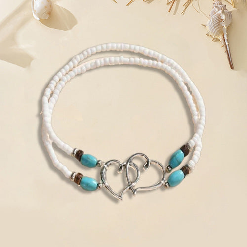 Wholesale  Bohemian Beach Holiday Style Double-layer Bead Shacklet Foot Jewelry