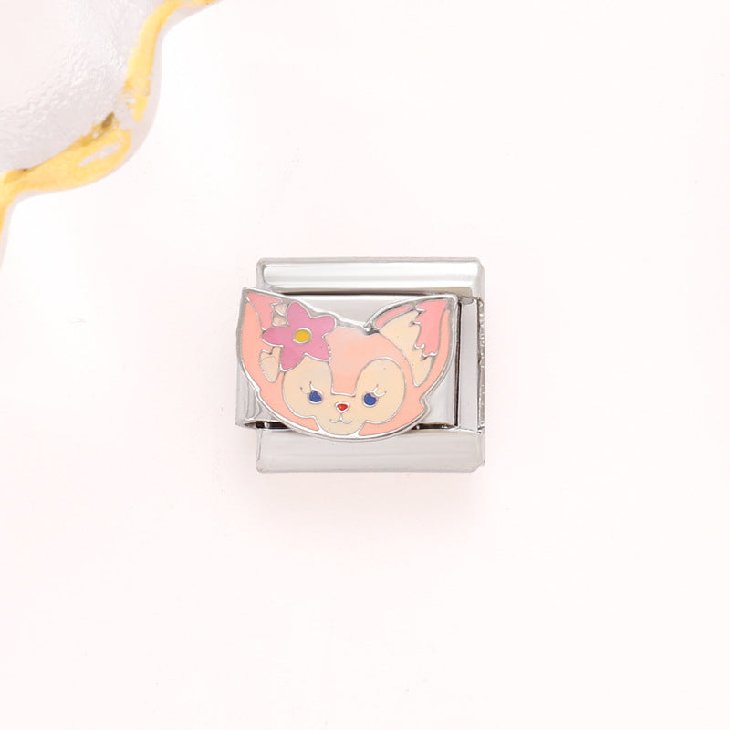 Wholesale 10pcs Italian Charm Bracelet 9mm DIY Splicing Removable Little Fox Stainless Steel Composable Bracelet