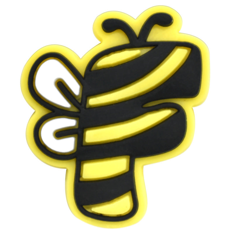 Wholesale Random 100pcs Small Bee PVC Soft Rubber Shoe Buckle Decoration ACC-SC-RYY055