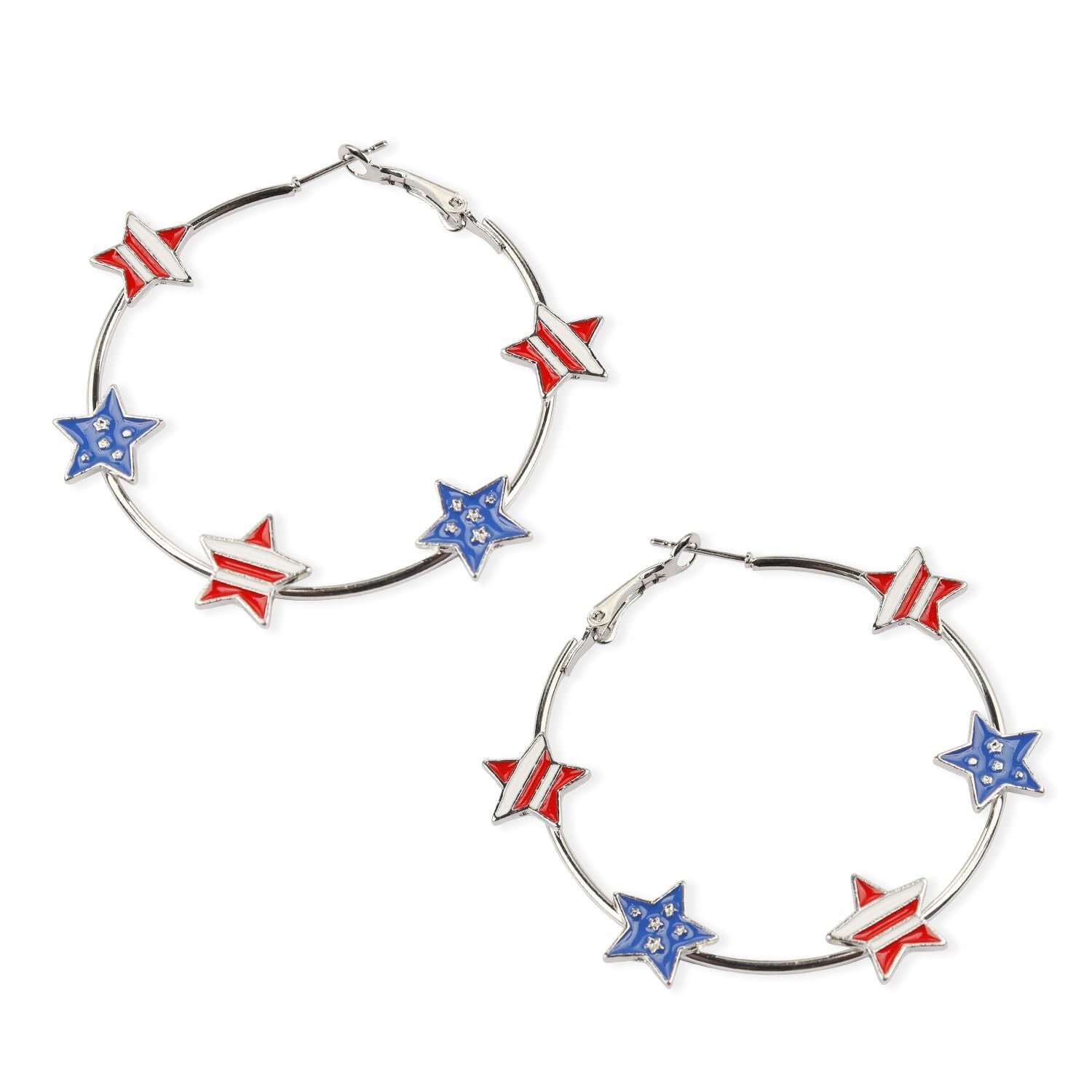 Wholesale five-pointed star Independence Day flag love heart earrings