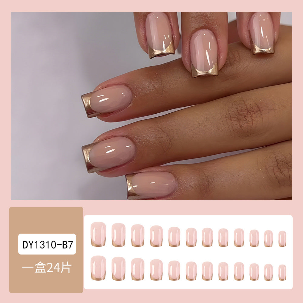 Wholesale 24 Pieces/box Gold Edge French Nails Kits Nail Stickers ACC-NS-QXJ009
