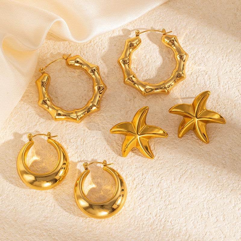 Wholesale Stainless Steel Starfish Hoop Earrings Fashion Boutique Accessory