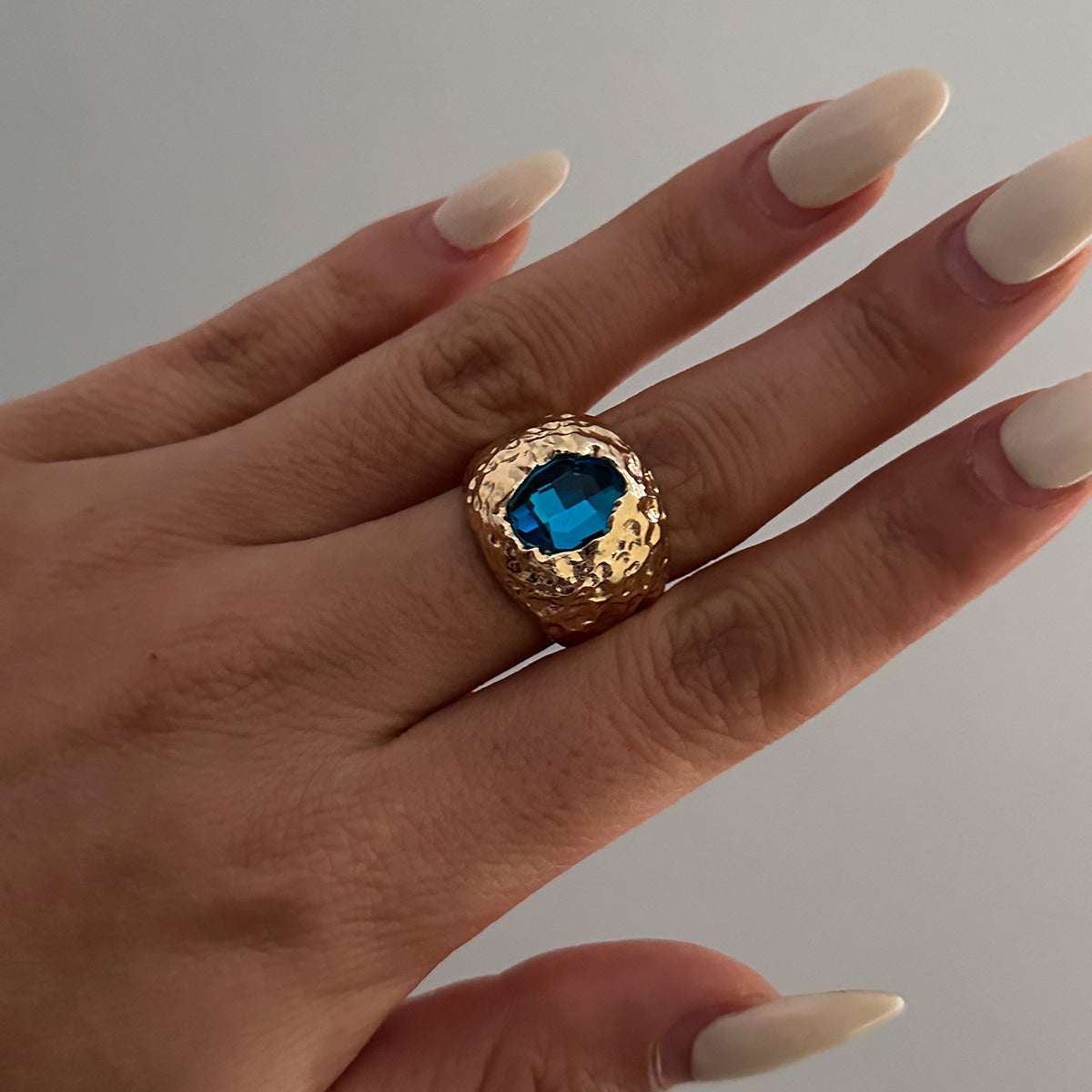 Wholesale Liquid alloy glossy geometric ring set