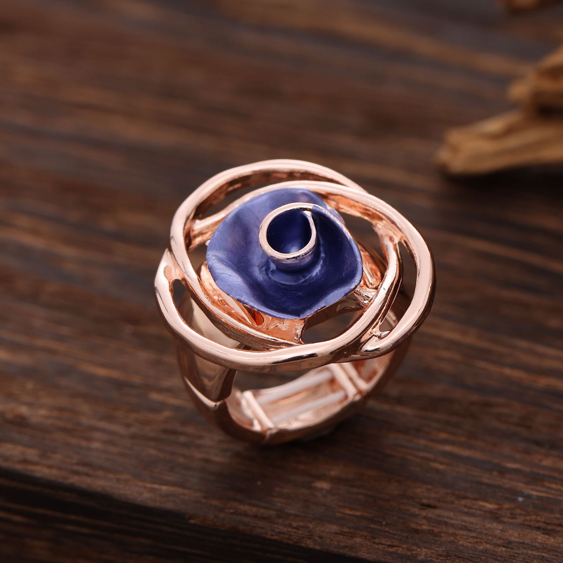 Wholesale Elastic Alloy Rose Flower Ring