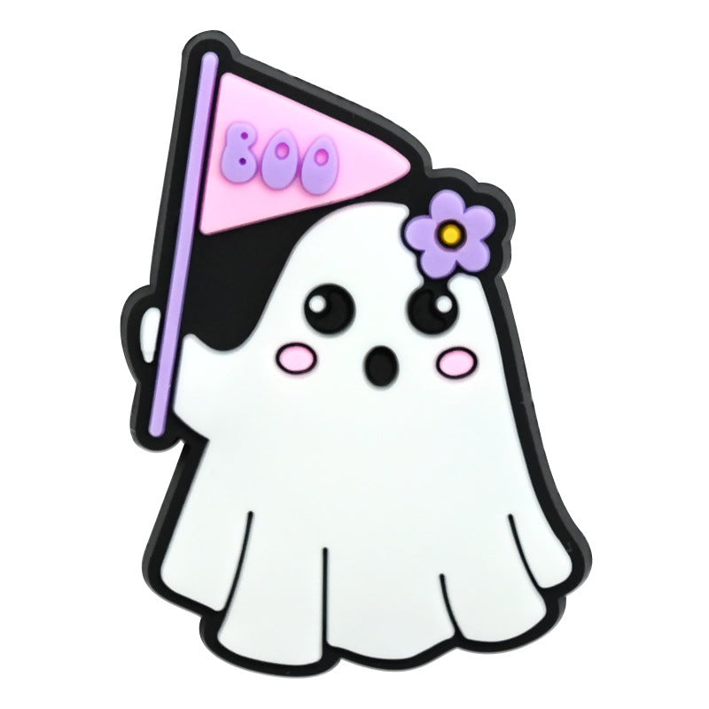 Wholesale  Random 100pcs Cute Cartoon Ghost PVC Soft Rubber Shoe Buckle Decoration