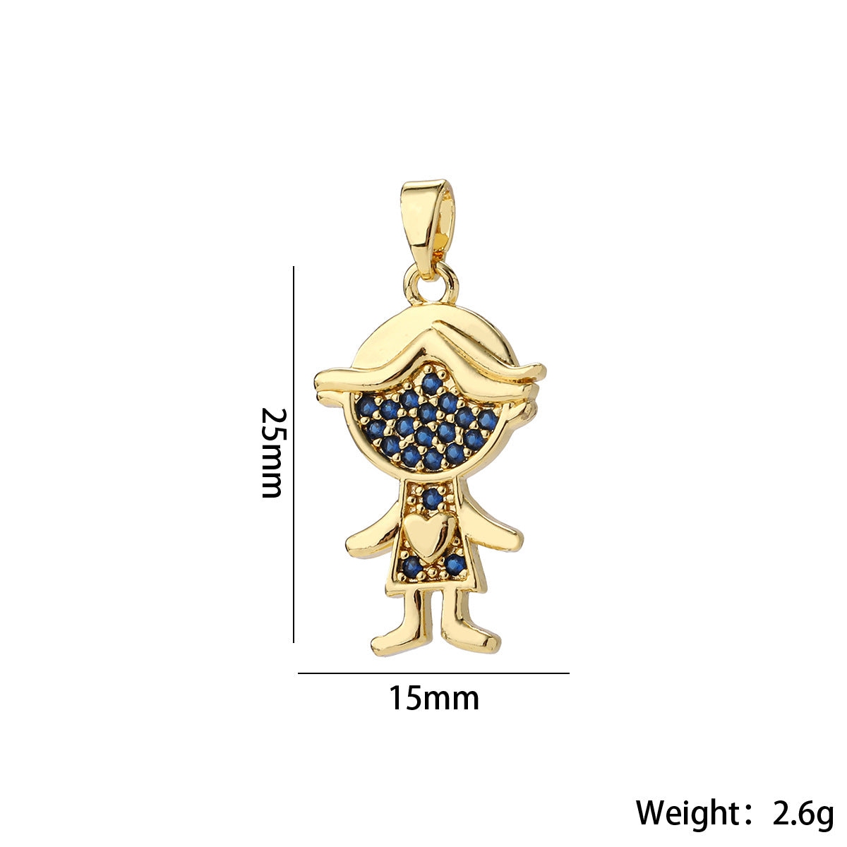 Wholesale Cute Love Heart Girl Pendant Gold Plated Brass Zircon Chic Necklace Accessory For Women
