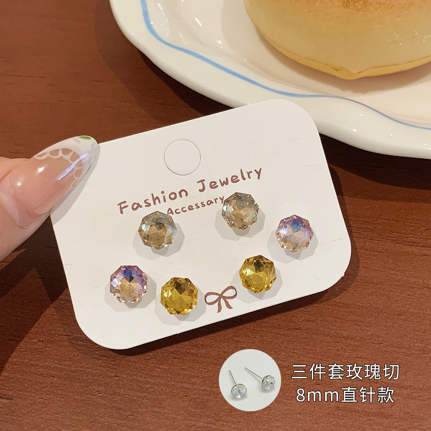 Wholesale Eight-Sided Rose  Earrings