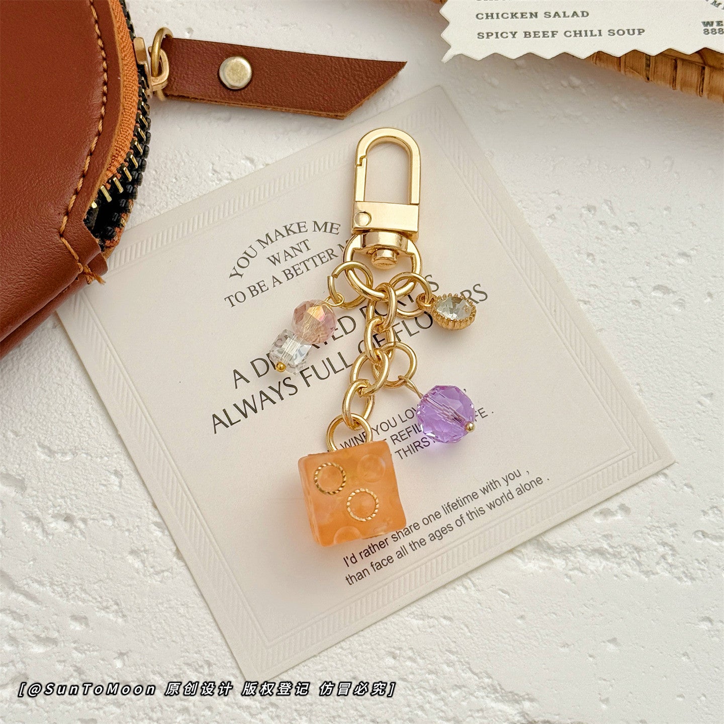 Wholesale Matte Macaron Cheese Cube Keychain Bag Charm Stylish Accessory For Girls