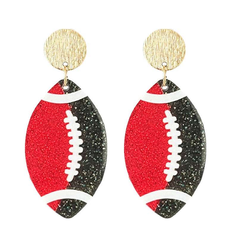 Wholesale  source football soccer color contrast fashion ladies shiny acrylic earrings