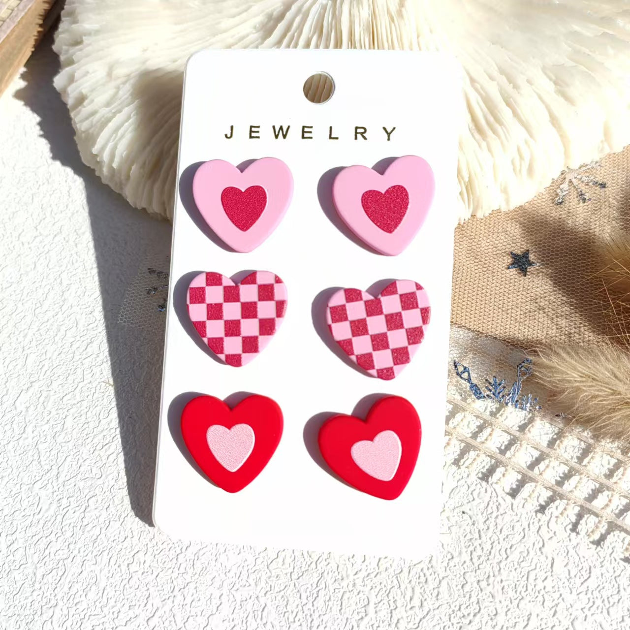 Wholesale 3pcs/set Valentine's Day  Spray Painted Colorful Heart Earring Set