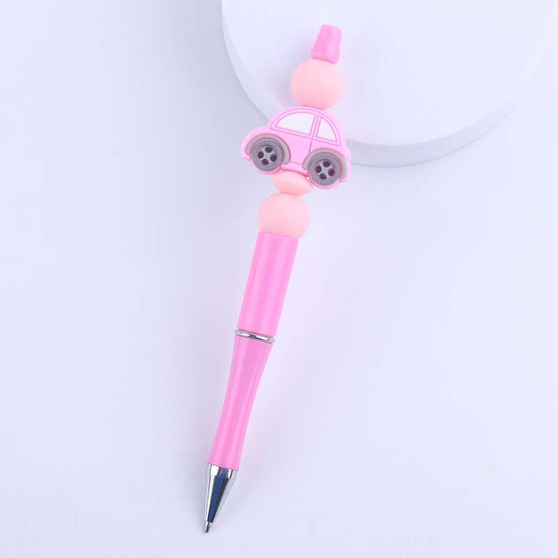 Wholesale  creative handmade cartoon car silicone color plastic beaded pen