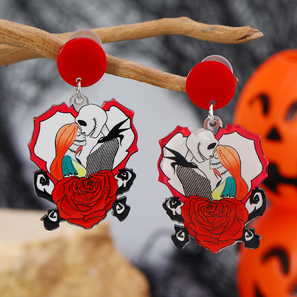 Wholesale Halloween Acrylic Nightmare Before Christmas Print Earrings ACC-ES-Haoc001