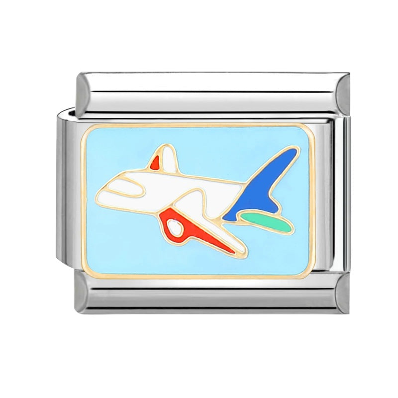 Wholesale  Italian Charm Bracelet 9mm DIY  Blue Series Creative Stainless Steel Composable Bracelet