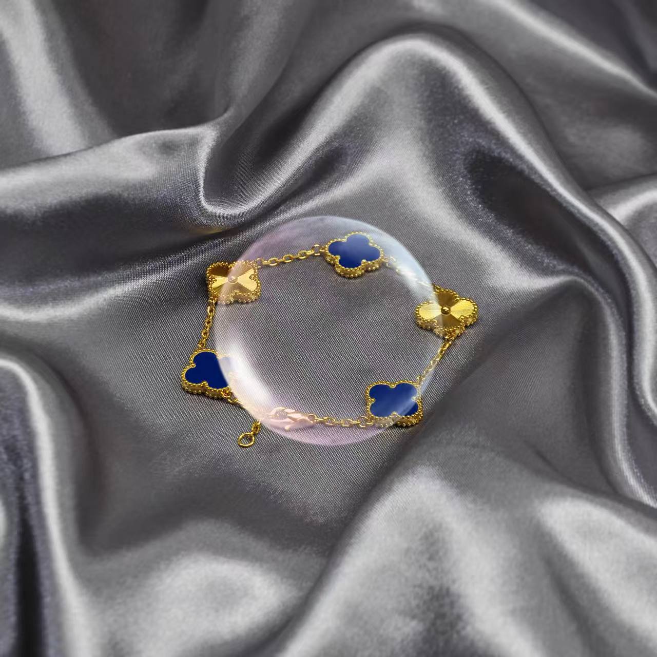 Wholesale Chic Four-Leaf Clover Stainless Steel Bracelet Real Gold Plated Everyday Jewelry Accessory Gift