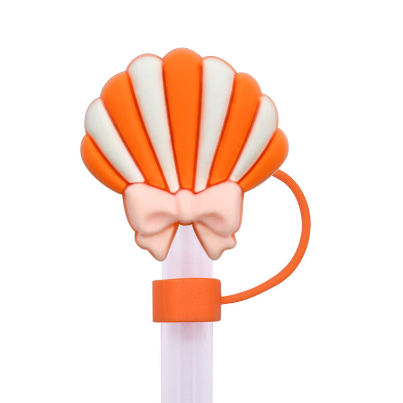 Wholesale Random 100pcs Multicolor Shell Series 10mm PVC Soft Straw Tube Cap