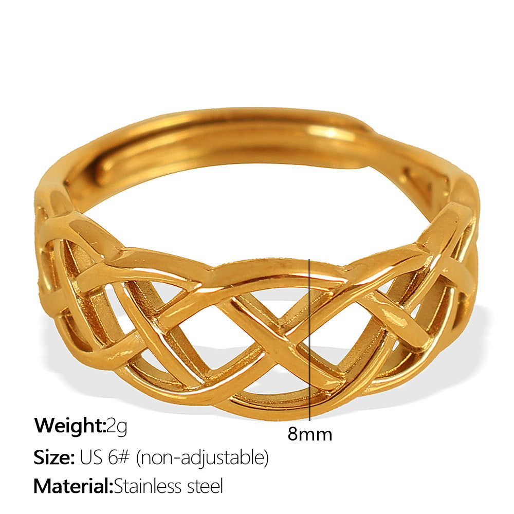 Wholesale Titanium Steel Ring Personalized New Japanese and Korean Niche Light Luxury Open Hollow Ring Women' s No Falling Explosions