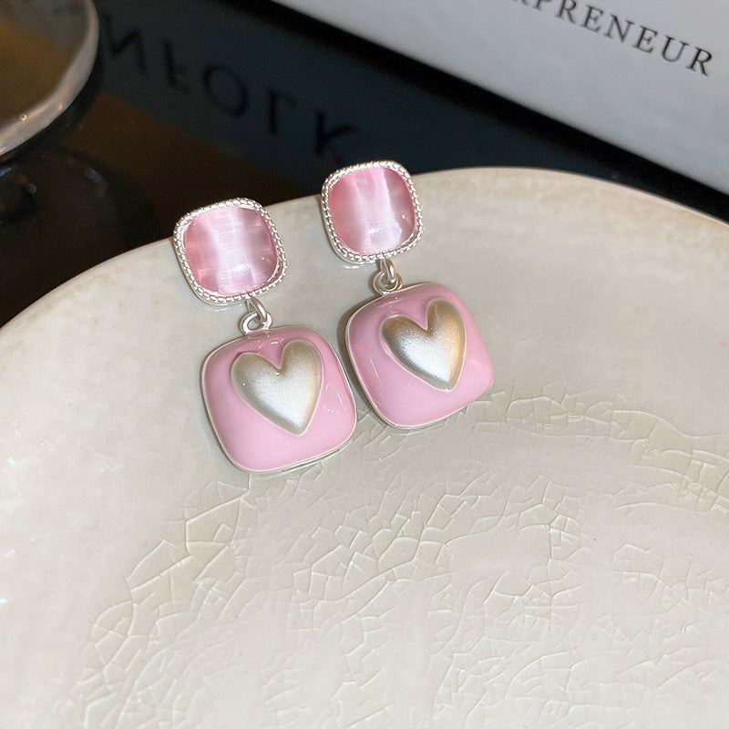 Wholesale Silver Needle Pink Pleated Love Flower Opal Pearl Earrings ACC-ES-Fengm005