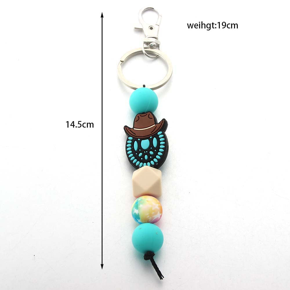 Wholesale Western Style Cowboy Indian Silicone Beaded Keychain ACC-KC-JinAn007