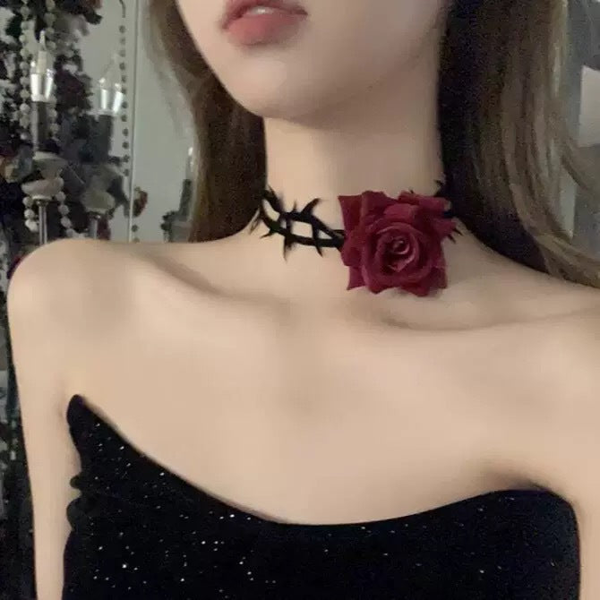 Wholesale Handmade Fabric Flower Choker Necklace With Wax Rope Trendy Jewelry Accessory For Women Gift