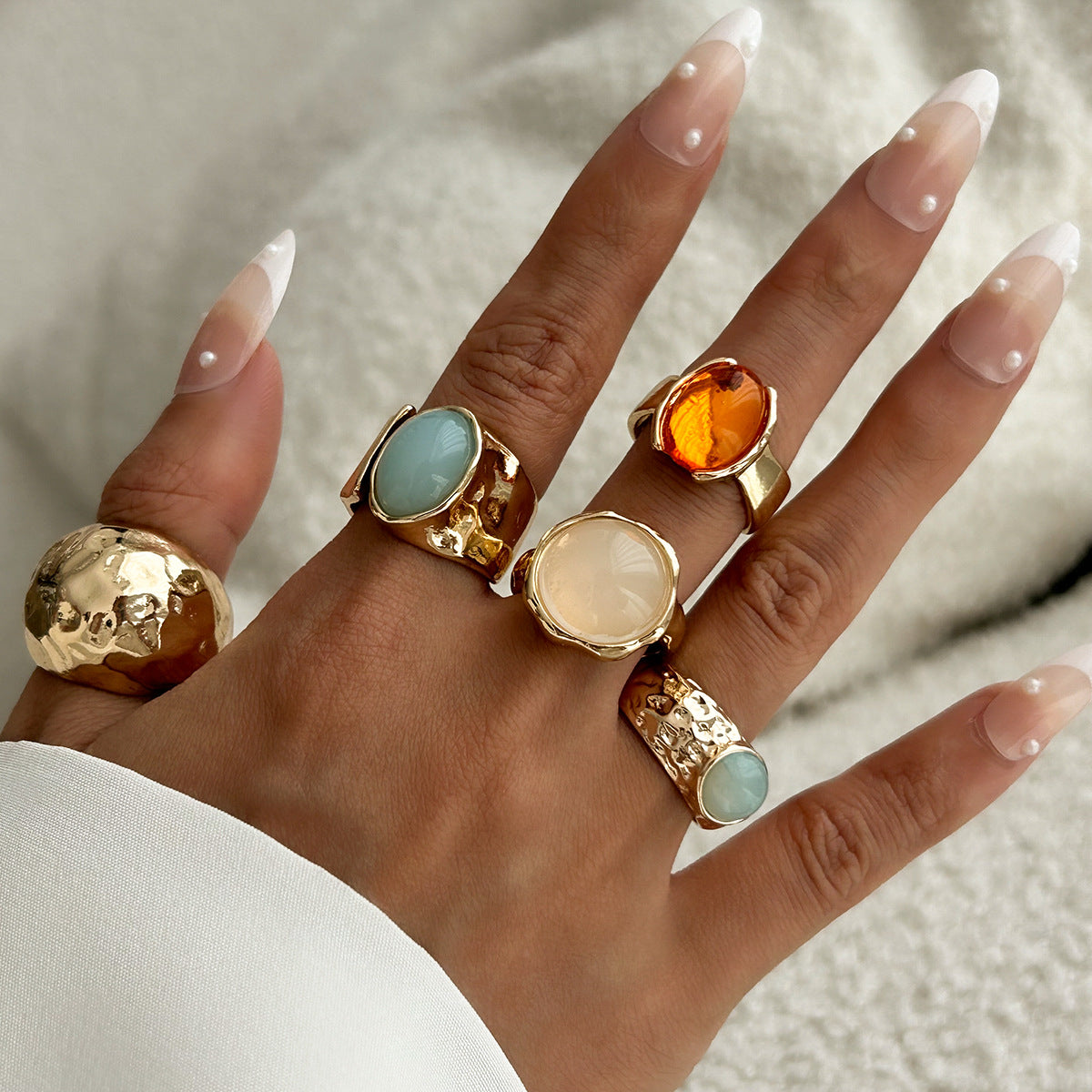 Wholesale Metal Hammered Open Ring Set,  Stackable Vintage Style Gift Fashion Accessories