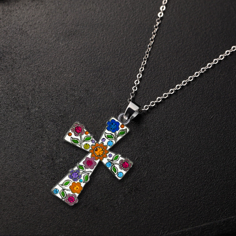 Wholesale Cross Flower Necklace