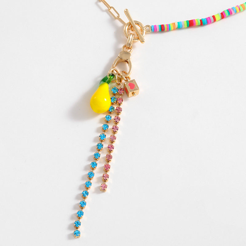 Wholesale Polymer Clay Glass Geometric Metal Pendant Necklaces ACC-NE-KJ002