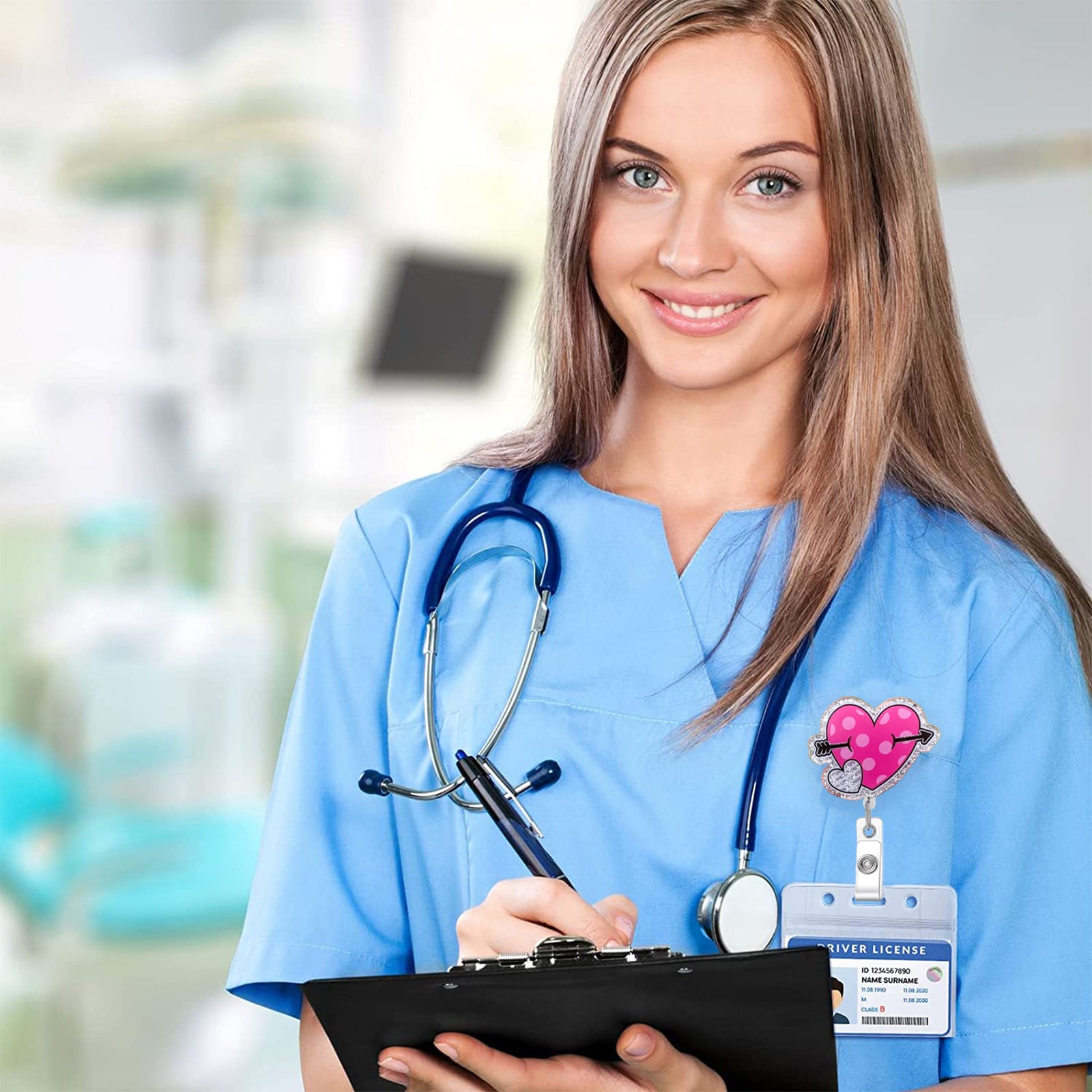 Wholesale Valentine' s Day  love letter heart-shaped acrylic Badge Reels