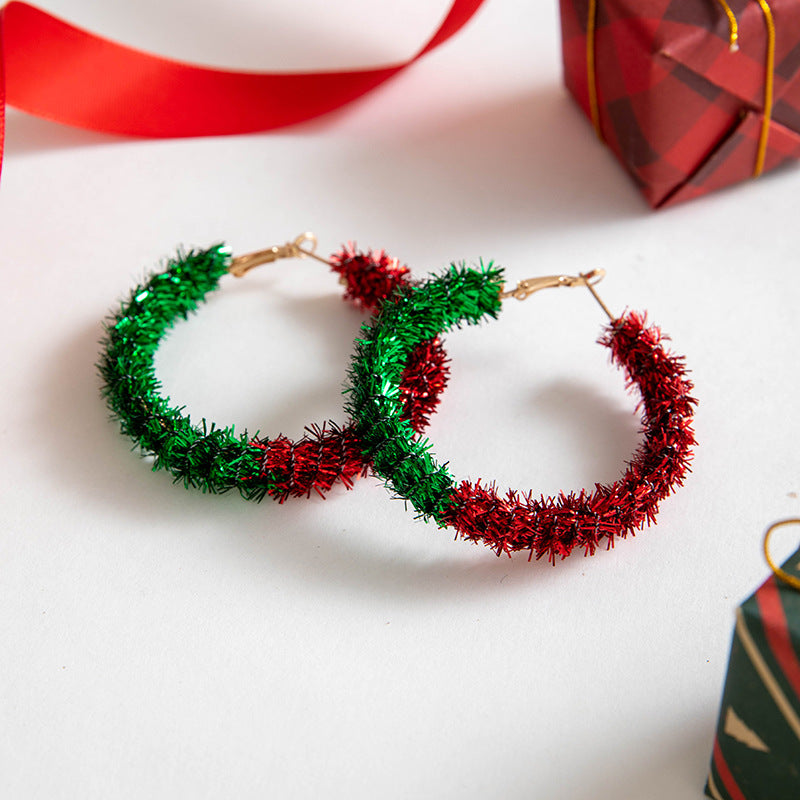 Wholesale Christmas tree bow color wreath earrings
