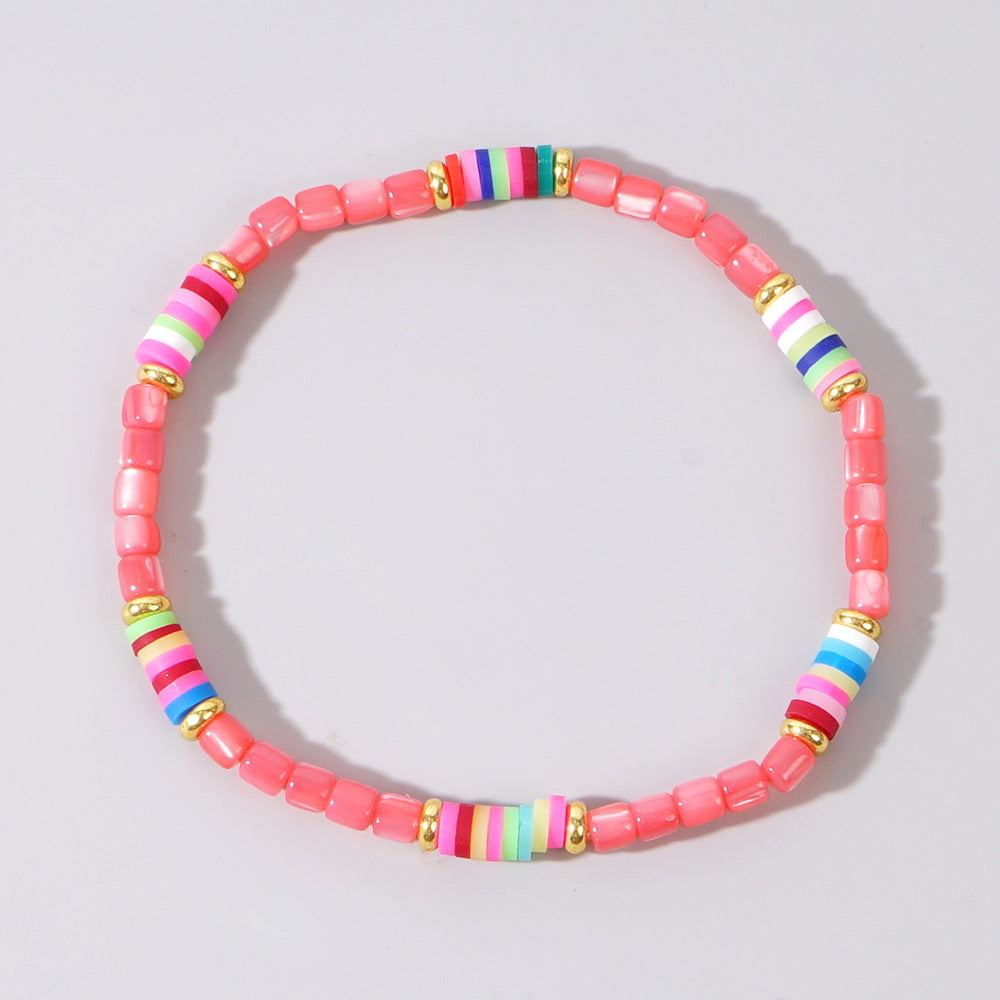 Bracelet de perle cylindrique perle coloré de glace colorée