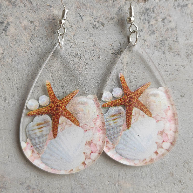 Wholesale 2 Pairs/pack Summer Turtle Leaf Flower Acrylic Drop Shape Earrings ACC-ES-HY085