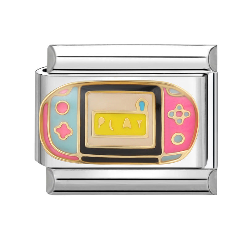 Wholesale Italian Beaded Bracelet 9mm DIY Splicing Removable Orange Game Series Titanium Steel Combinable Bracelet