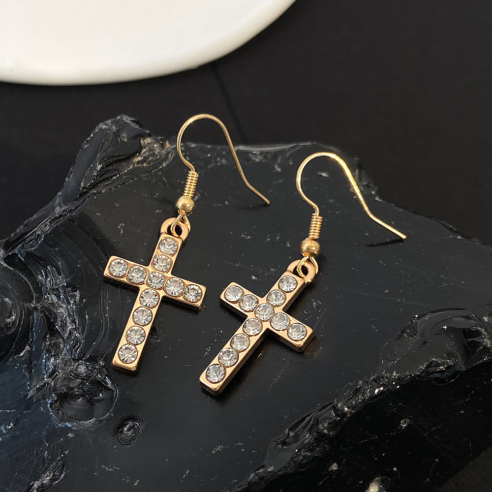 Wholesale Dark Diamond Cross Earrings
