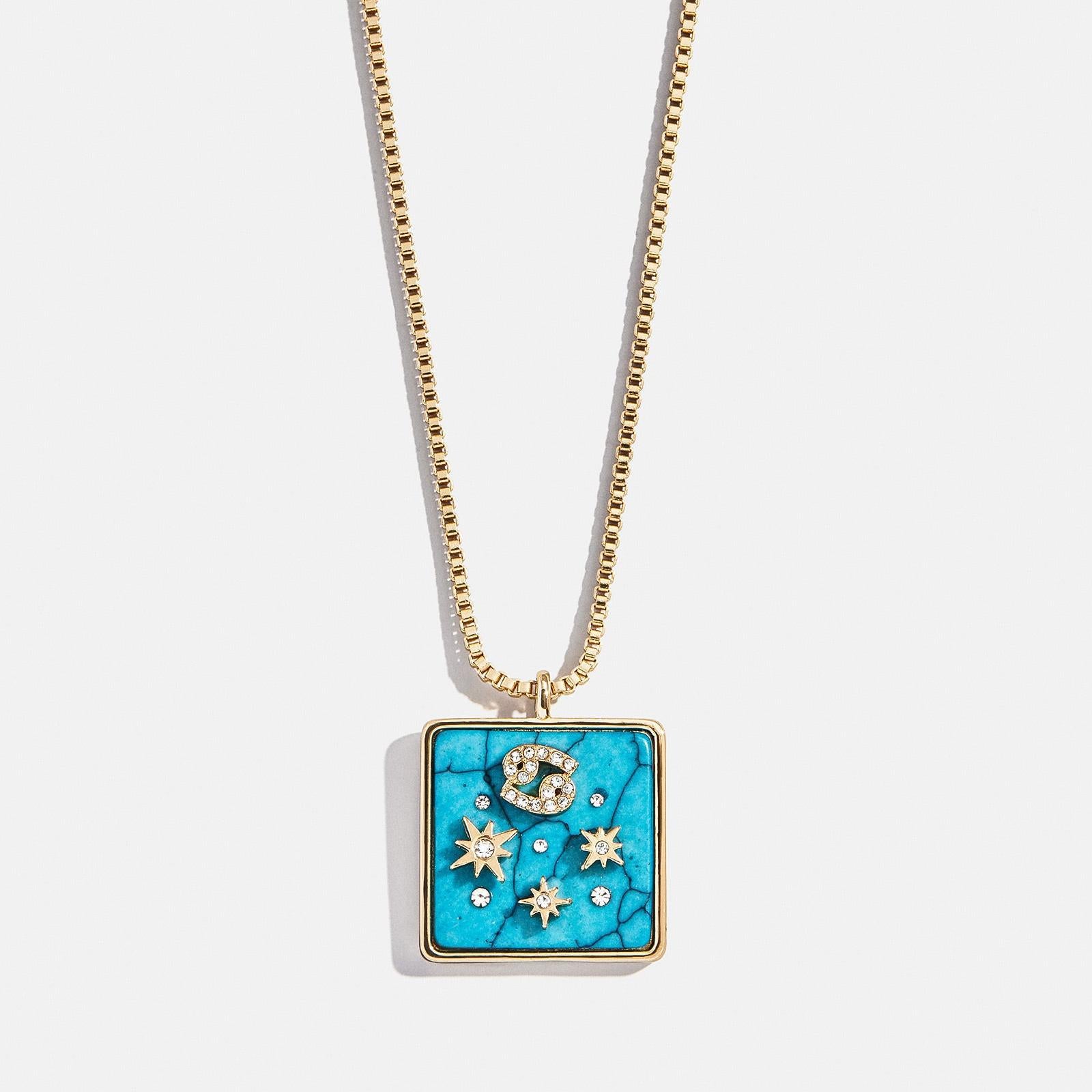 Wholesale Blue Turquoise Zodiac Enamel Stainless Steel Necklace