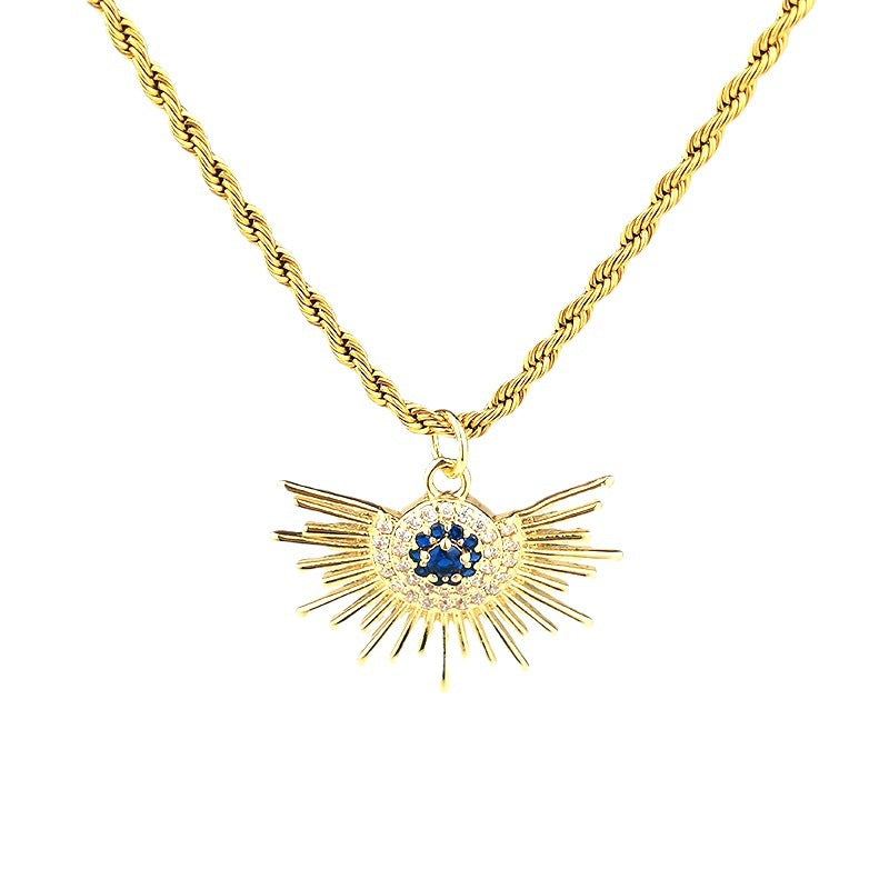 Wholesale Stainless Steel Sun Diamond Twist Necklaces ACC-NE-GuDi002