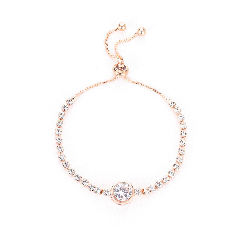 Wholesale Stylish Gold Round Zircon Alloy Bracelet for Women,  Fashion Jewelry Accessory
