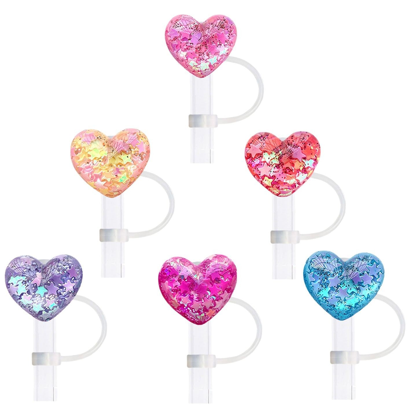 Wholesale 10pcs Five-pointed star sequins Straw Cover Straw Tube Cap