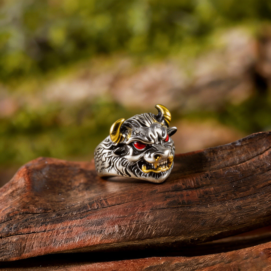 Wholesale Stylish Angry Bull Head Open Ring Zinc Alloy Men S Fashion Accessory