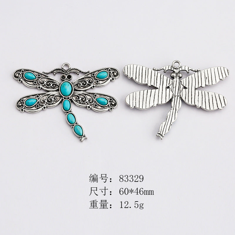 Wholesale Ethnic Retro Style Turquoise Alloy Diy Bracelet Necklace Pendant Accessories ACC-PT-Yongc003
