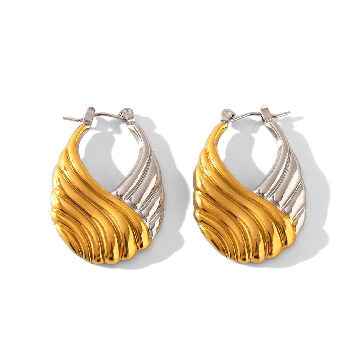 Wholesale geometric thread titanium steel earrings