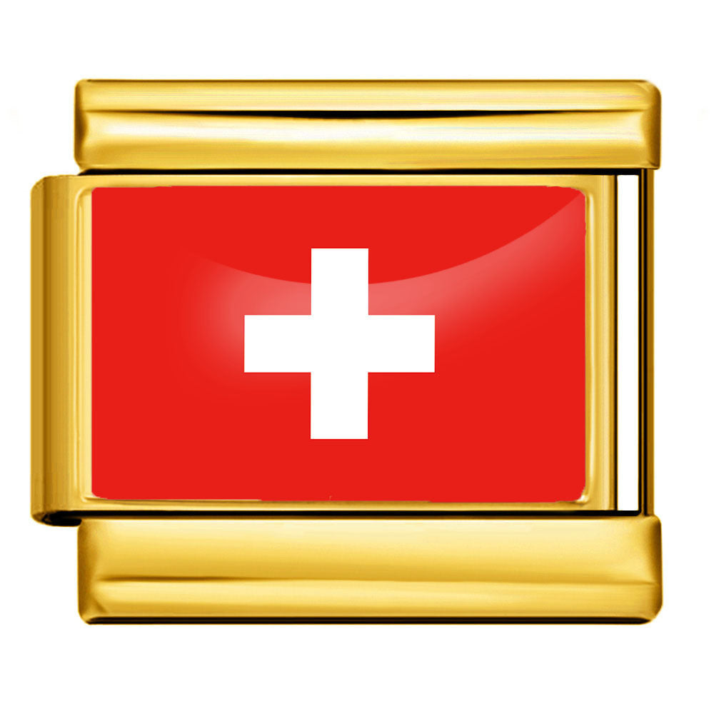 Wholesale 5pcs Italian Charm Bracelet 9mm DIY Splicing Gold Base World Flag Stainless Steel Composable Bracelet