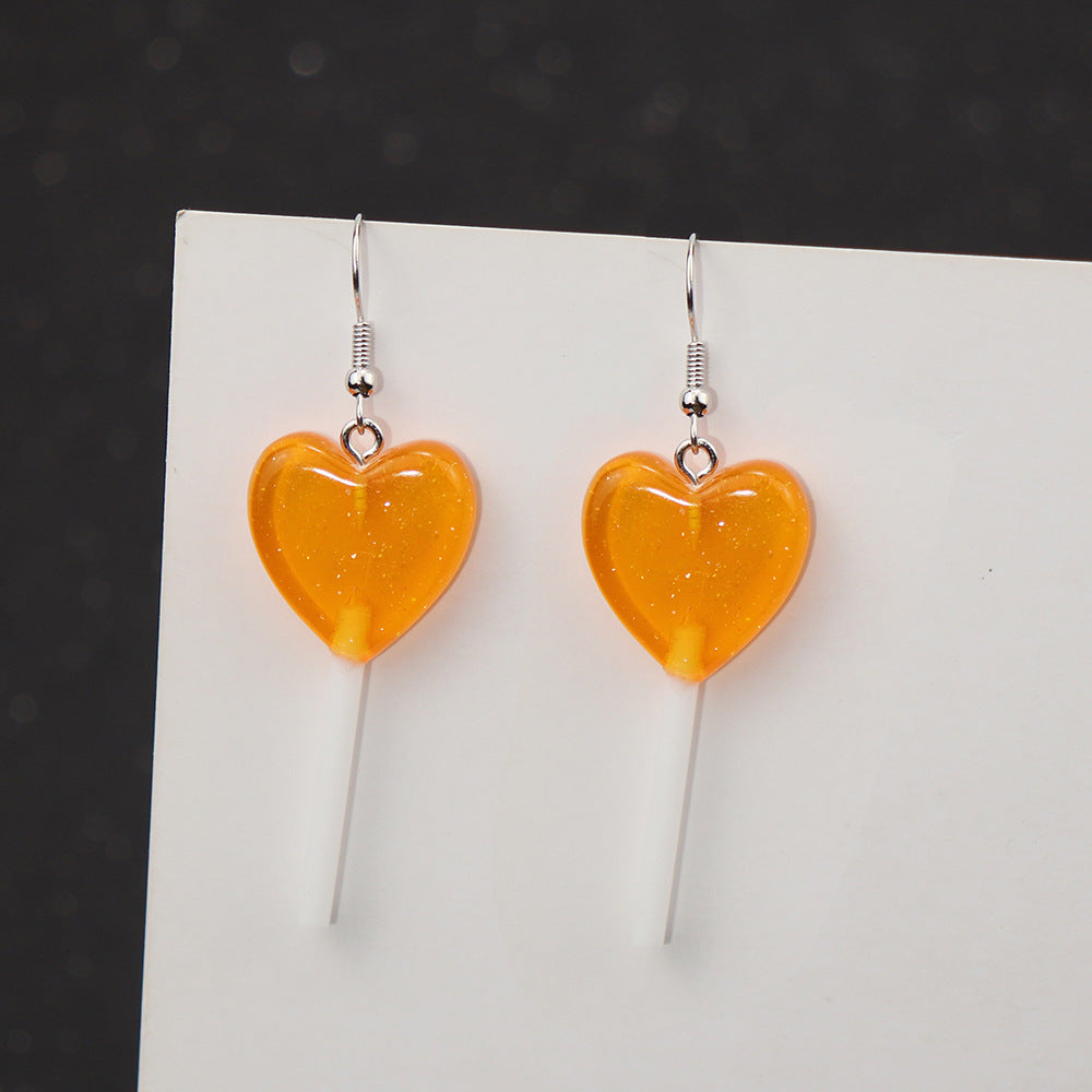 Wholesale Glitter Candy Color Love Lollipop Earrings