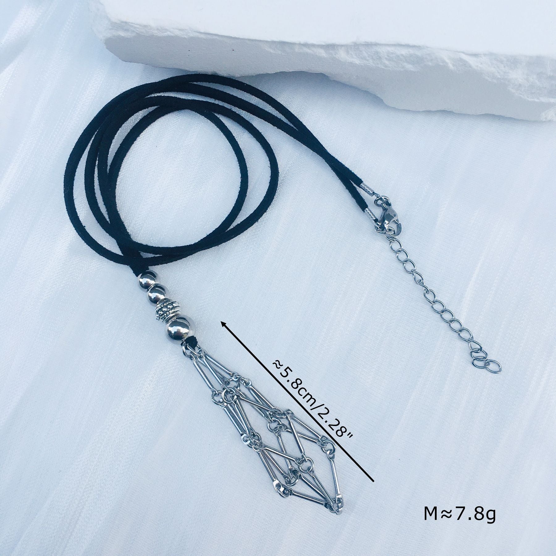 Wholesale Crystal Natural Stone Bamboo Adjustable Metal Mesh Necklace ACC-NE-RongGuan001